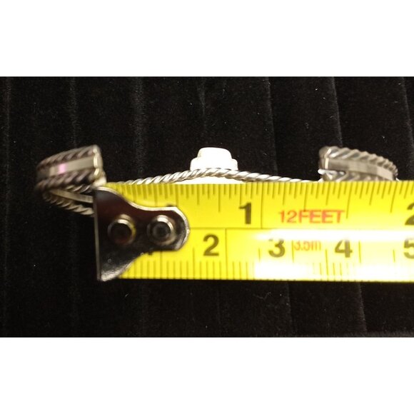 Sterling Silver Zia Cross Cuff Bracelet With Turquoise Stone Center - Picture 2 of 7